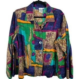 Parsley & Sage Art to Wear Button Closure Shacket 2X Multicolour
